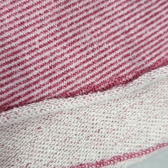 Free People Lacey Love Cutout Top French Terry Soft Berry Stripe Pullover - Picture 6 of 15